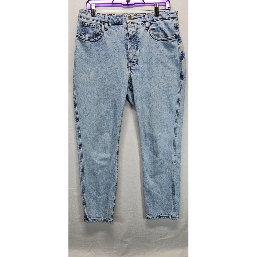 Sezane Denim Jeans EU 42 US 10 Blue High Rise Button Fly Straight Leg Womens